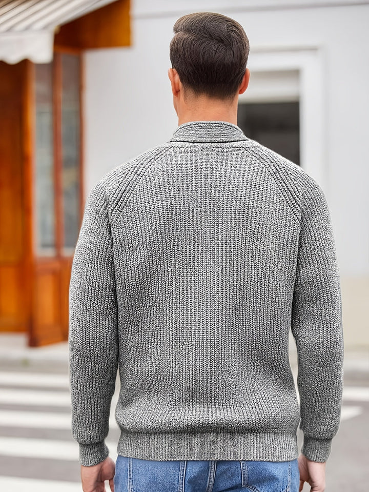 Men's Button-Front Ribbed Knit Sweater Cardigan