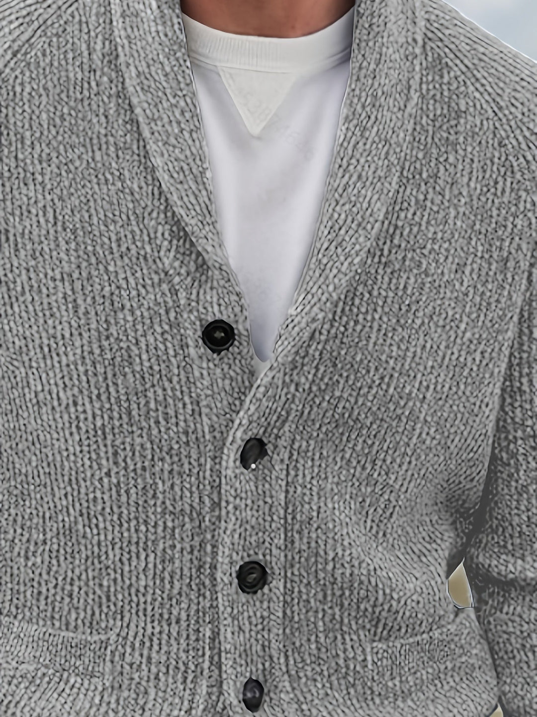 Men's Button-Front Ribbed Knit Sweater Cardigan