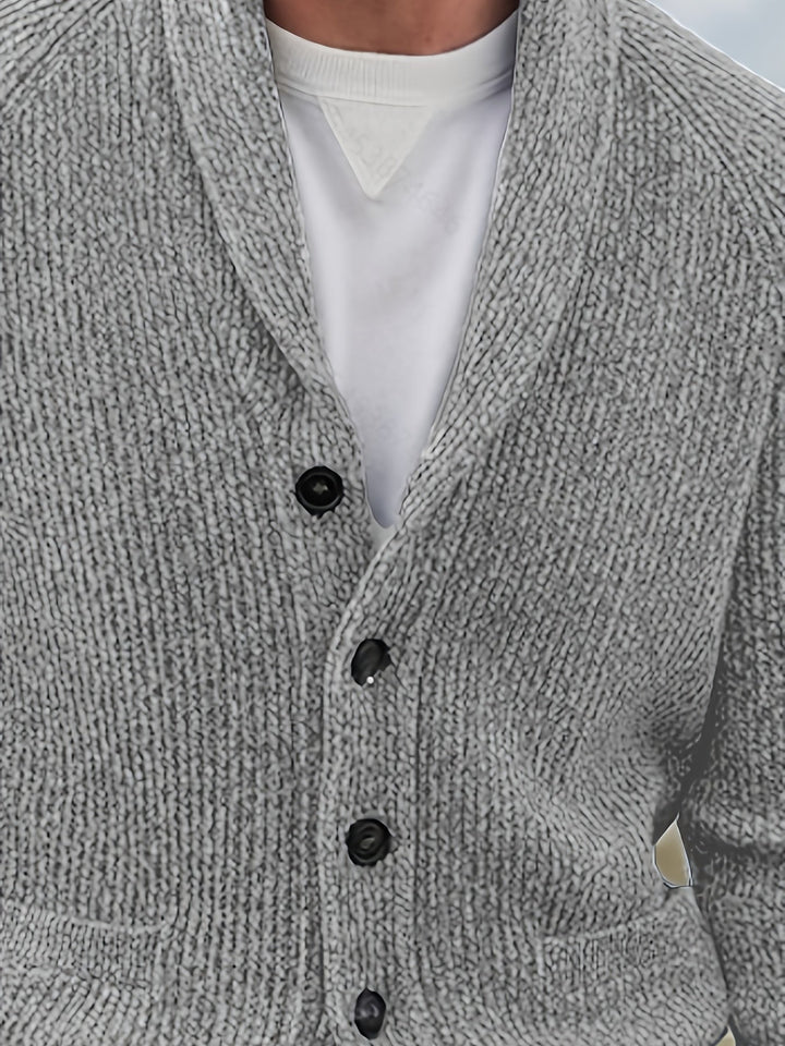 Men's Button-Front Ribbed Knit Sweater Cardigan
