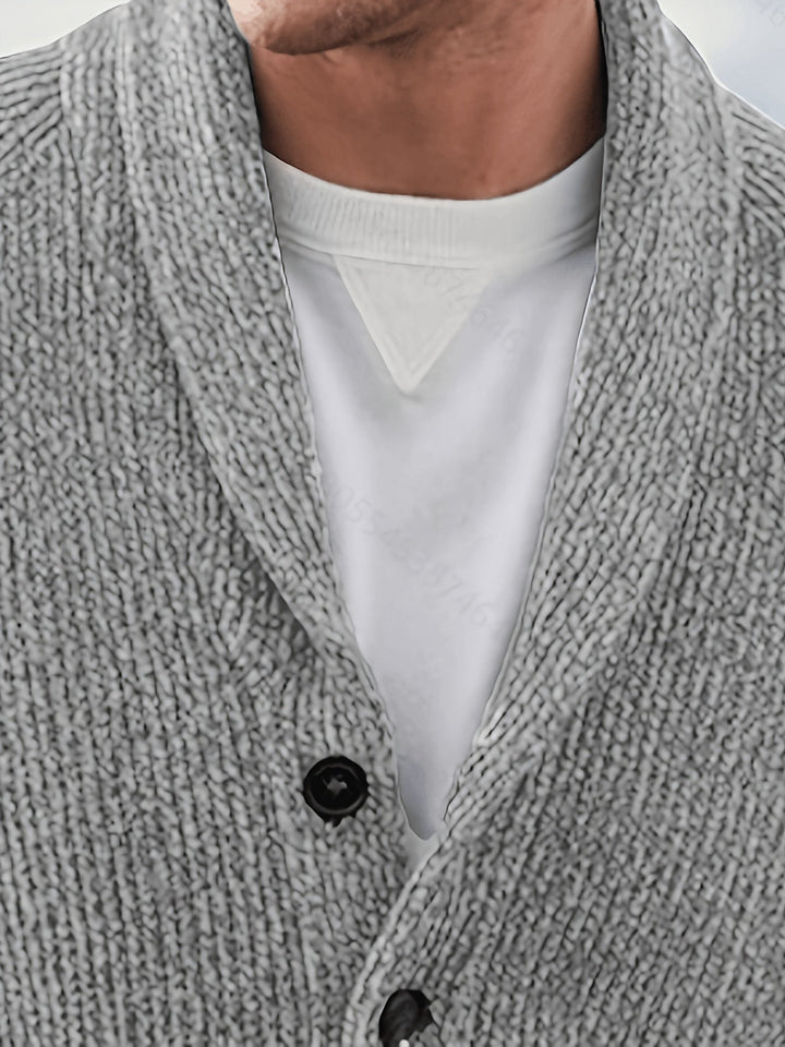 Men's Button-Front Ribbed Knit Sweater Cardigan