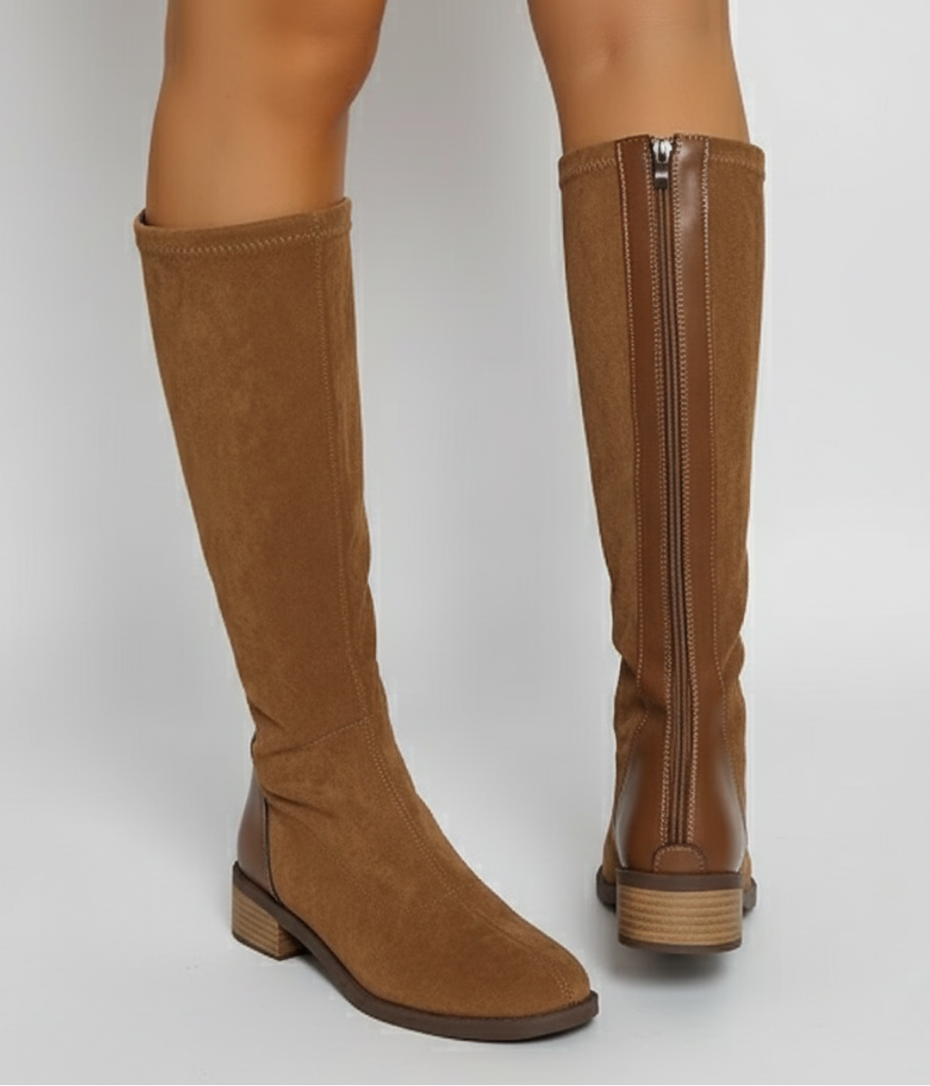 Women's Suede Knee-High Boots with Block Heel