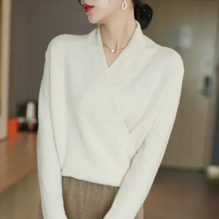 Women's Cashmere Crossover V-Neck Sweater