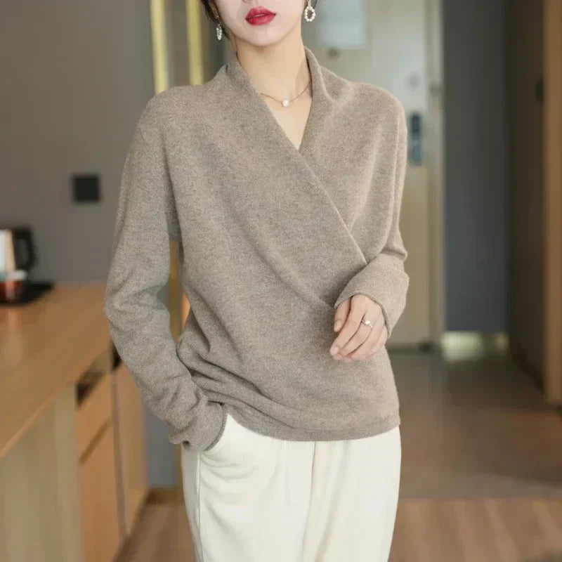 Women's Cashmere Crossover V-Neck Sweater