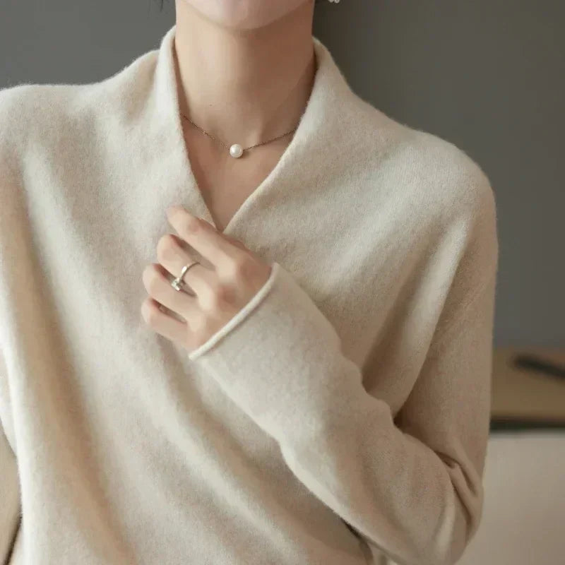 Women's Cashmere Crossover V-Neck Sweater