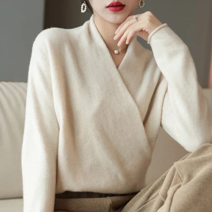 Women's Cashmere Crossover V-Neck Sweater