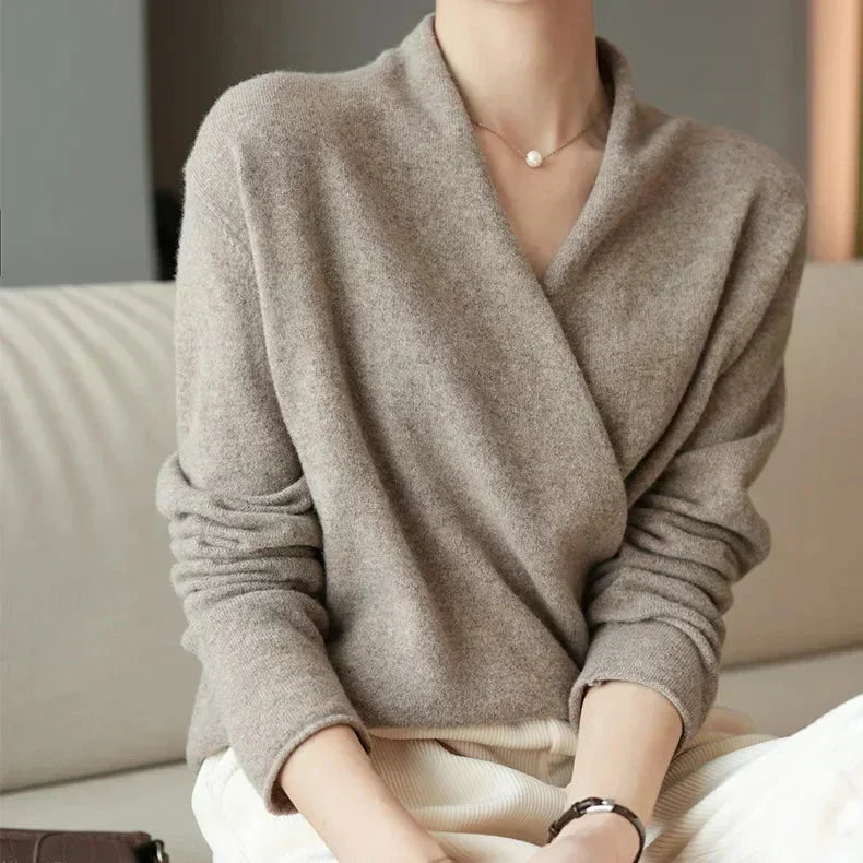 Women's Cashmere Crossover V-Neck Sweater