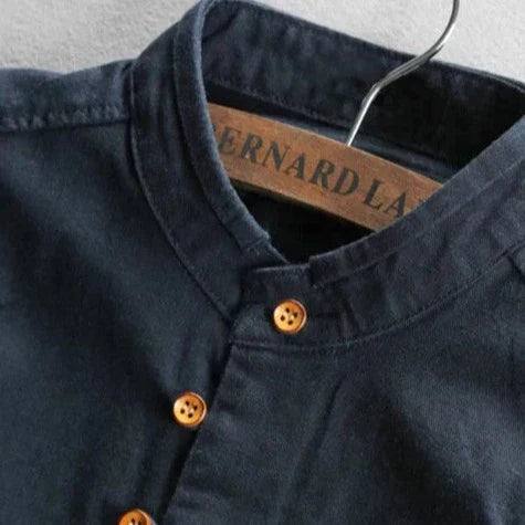Men's Linen Blend Mandarin Collar Shirt