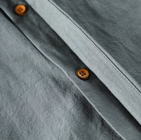Men's Linen Blend Mandarin Collar Shirt