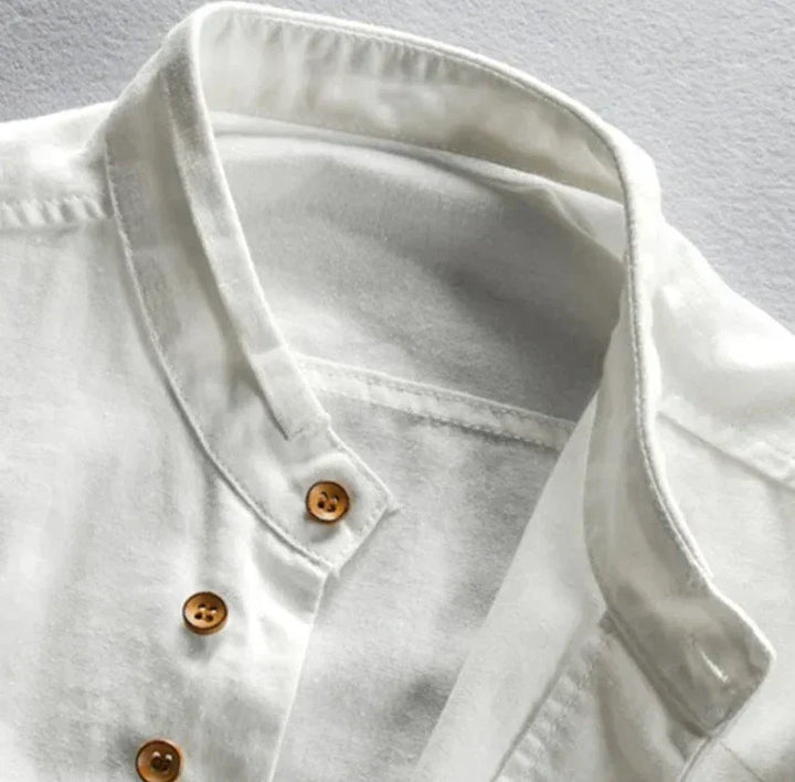 Men's Linen Blend Mandarin Collar Shirt