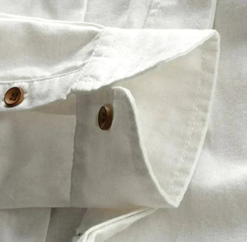 Men's Linen Blend Mandarin Collar Shirt