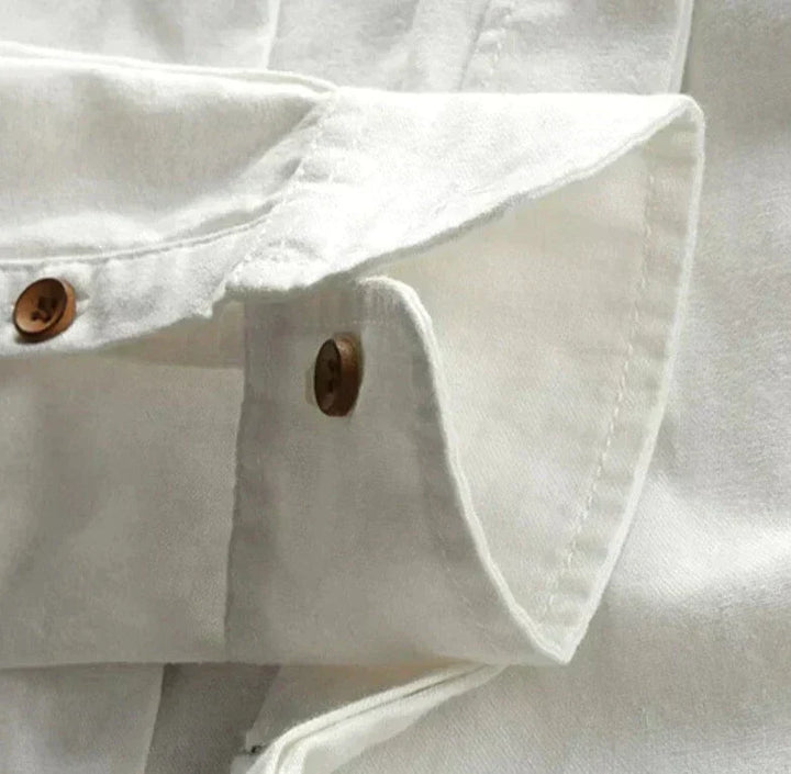 Men's Linen Blend Mandarin Collar Shirt