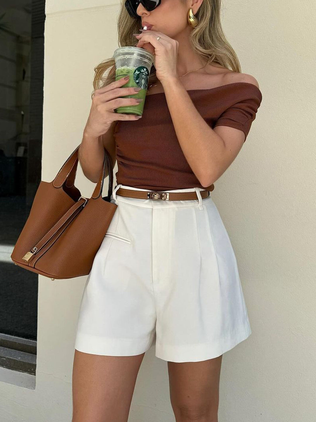 Megan | Women's High Waist Pleated Shorts
