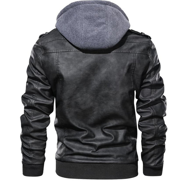 Men's Stylish Hooded Faux Leather Jacket