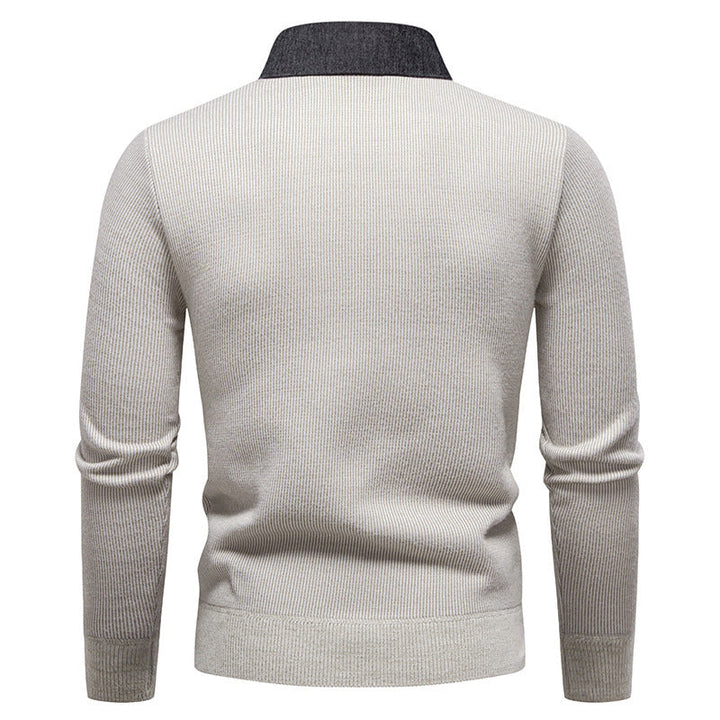 Men's Knit Pullover with Collar Accent