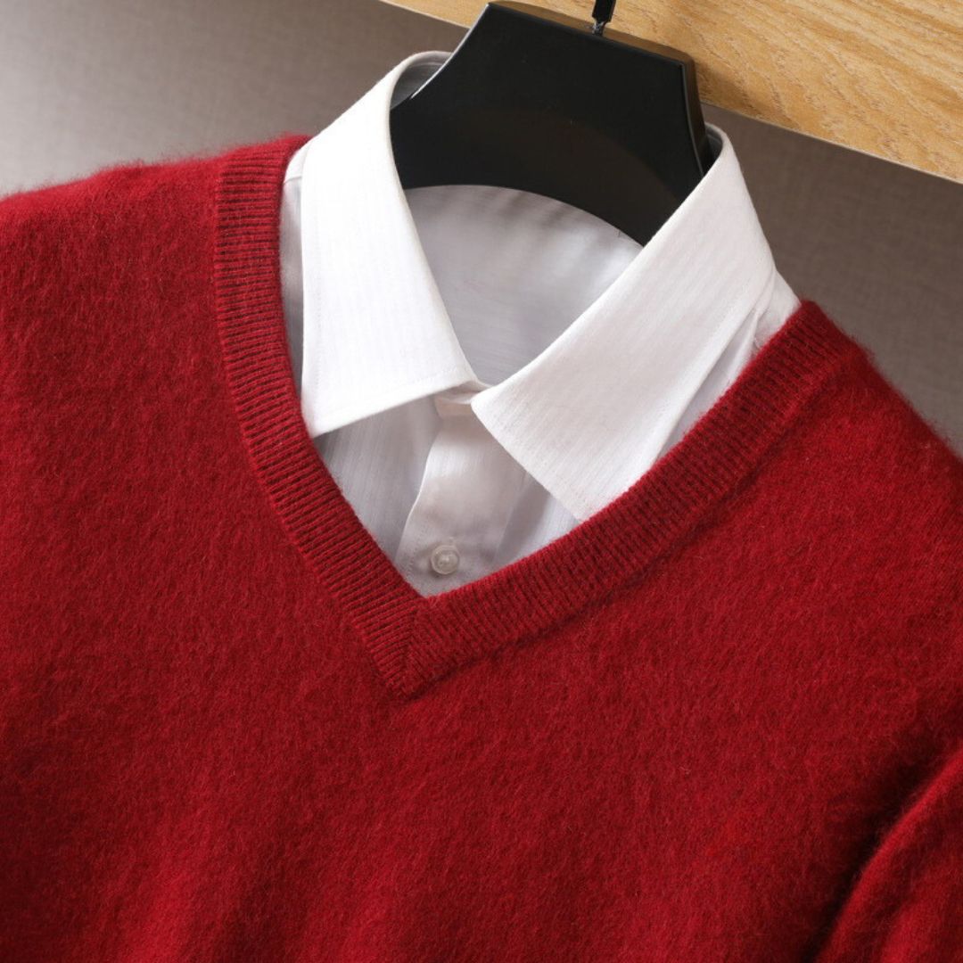 Men's Merino Wool V-Neck Sweater