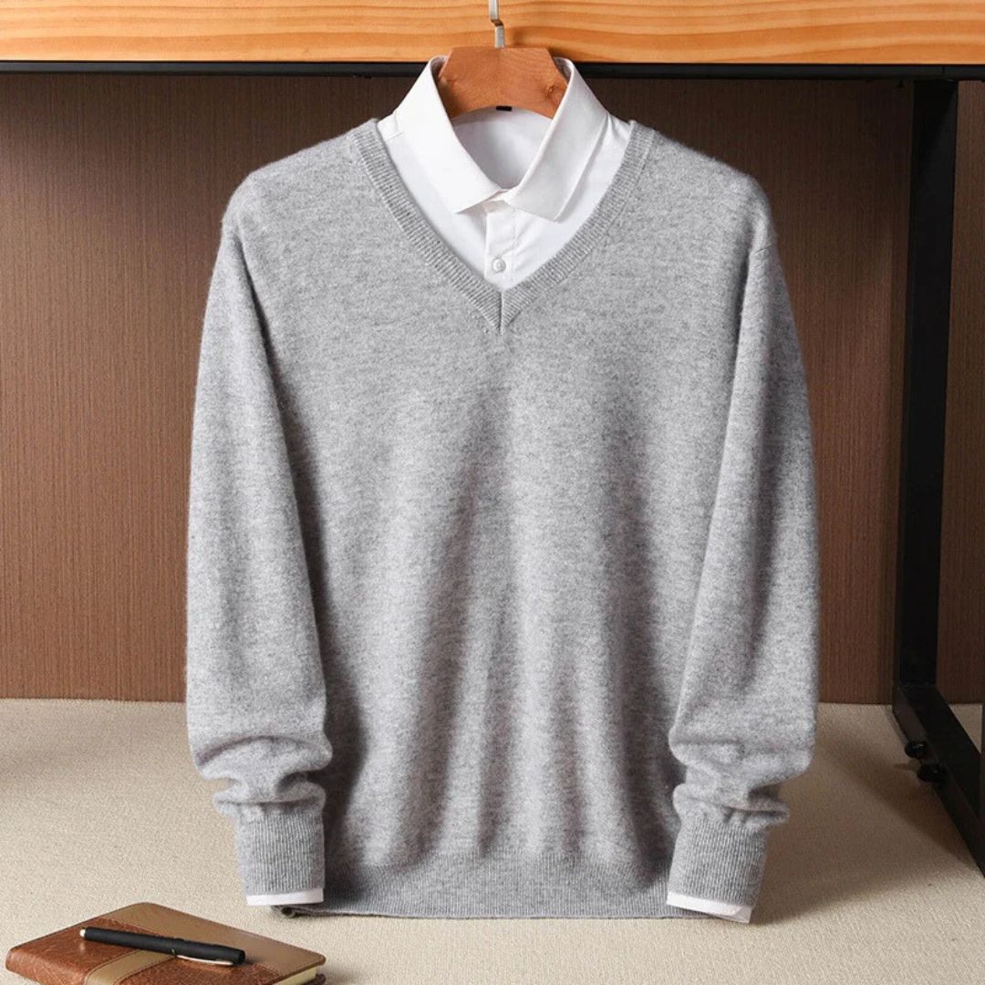Men's Merino Wool V-Neck Sweater