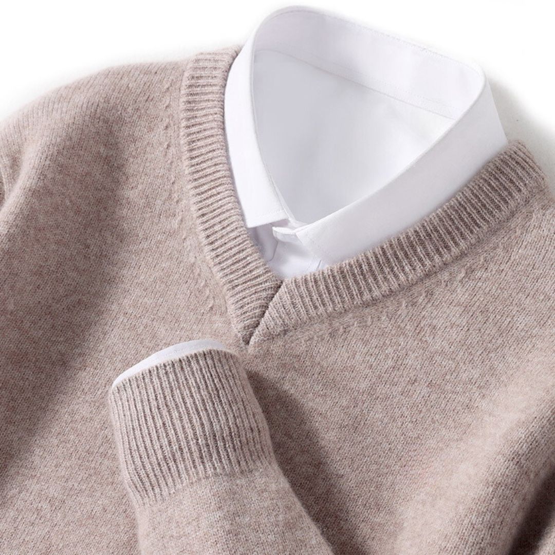 Men's Merino Wool V-Neck Sweater