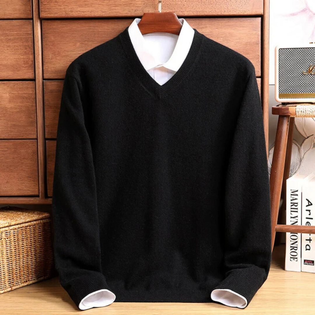 Men's Merino Wool V-Neck Sweater