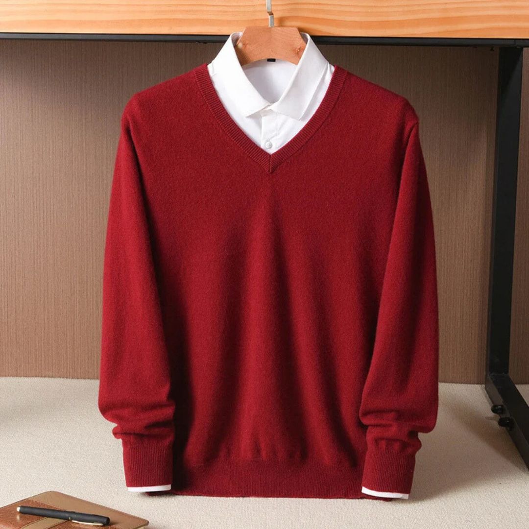 Men's Merino Wool V-Neck Sweater