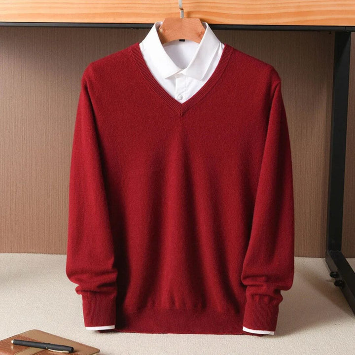 Men's Merino Wool V-Neck Sweater