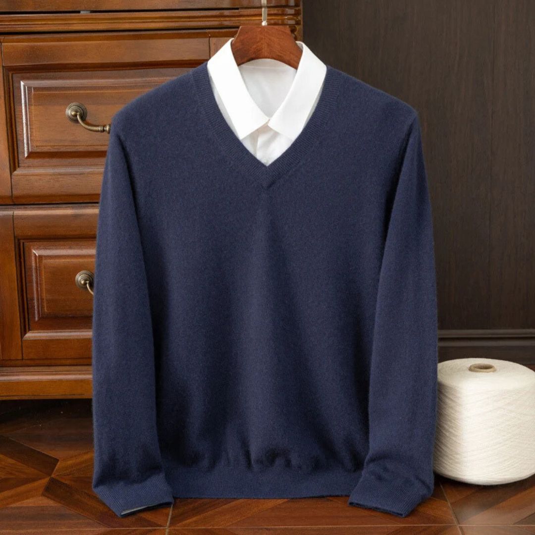 Men's Merino Wool V-Neck Sweater