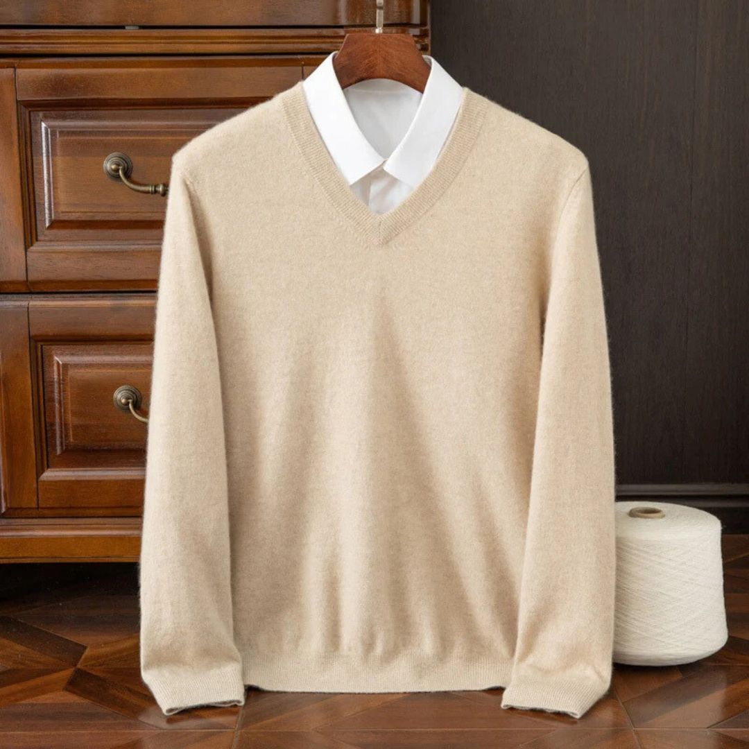 Men's Merino Wool V-Neck Sweater