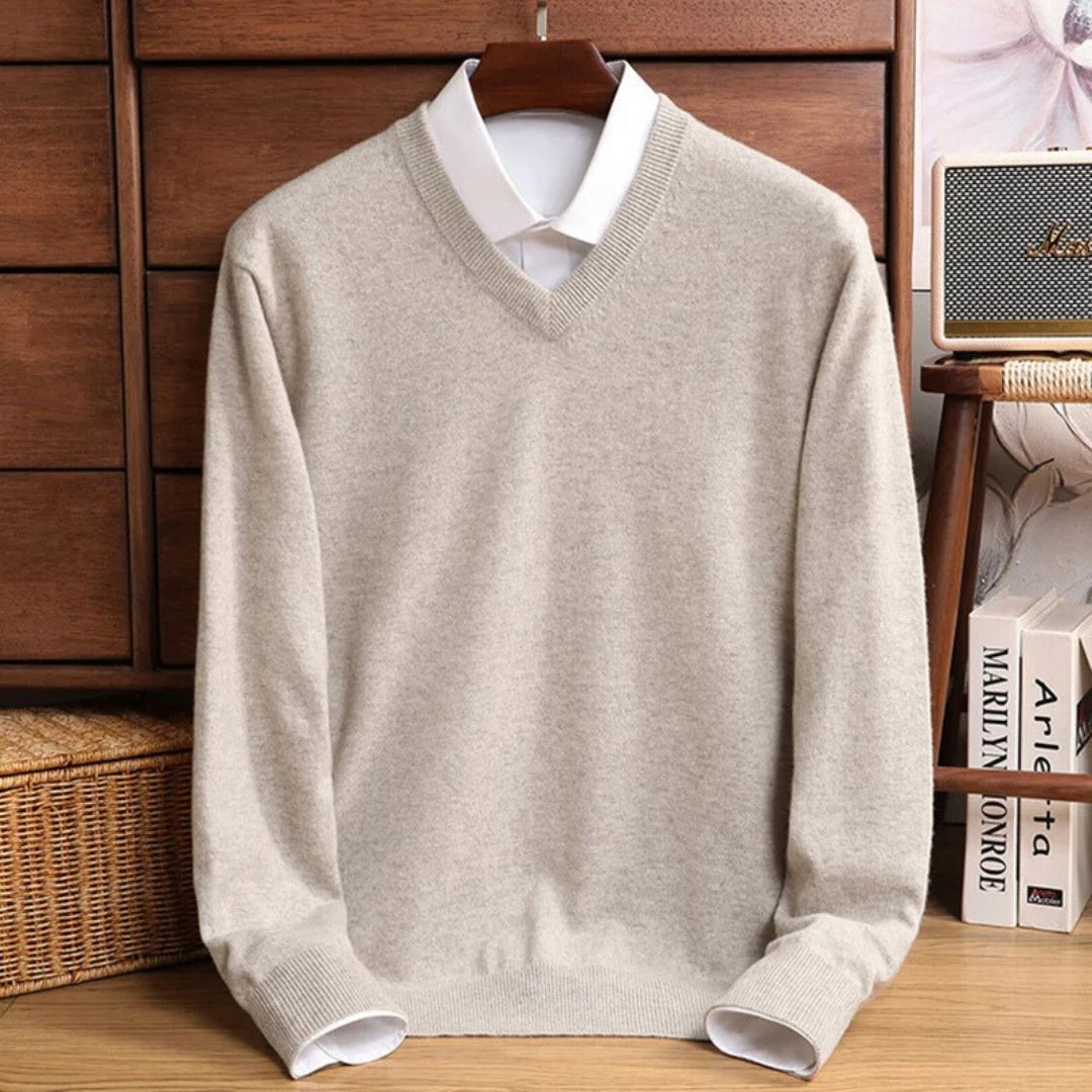 Men's Merino Wool V-Neck Sweater