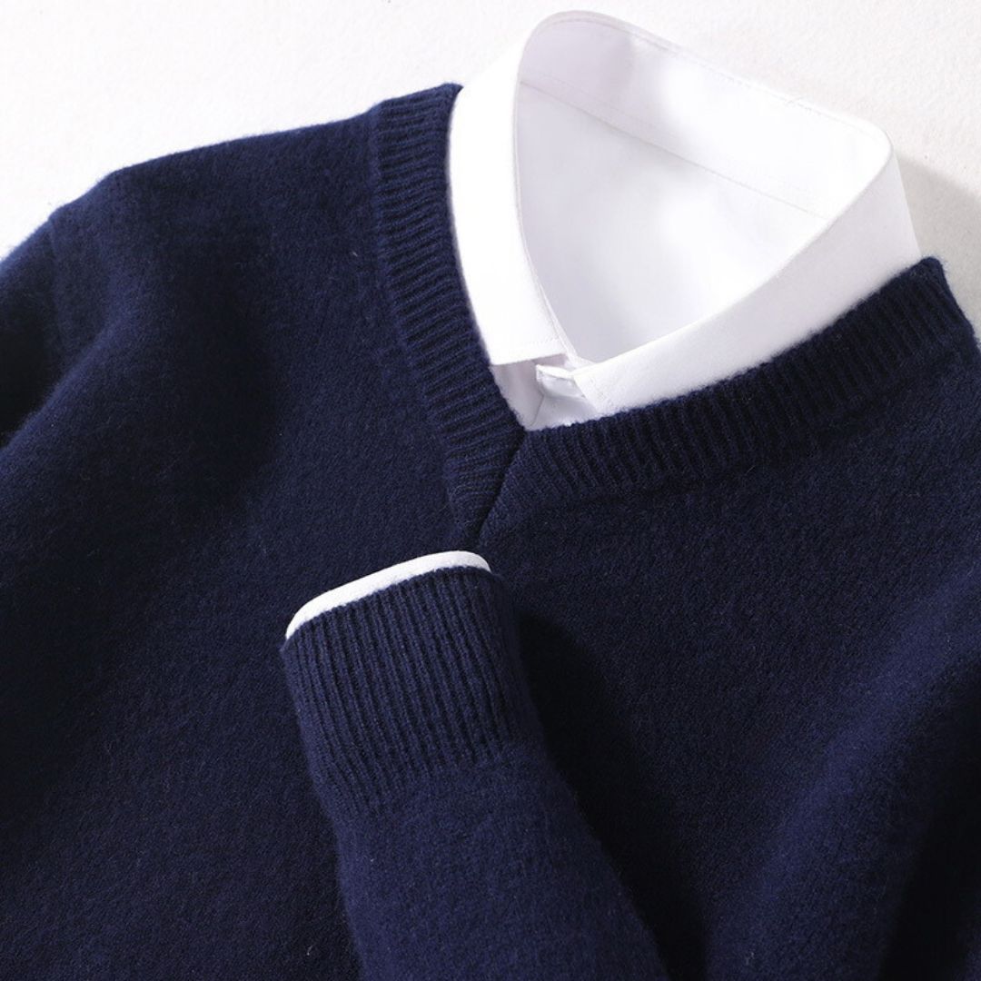 Men's Merino Wool V-Neck Sweater