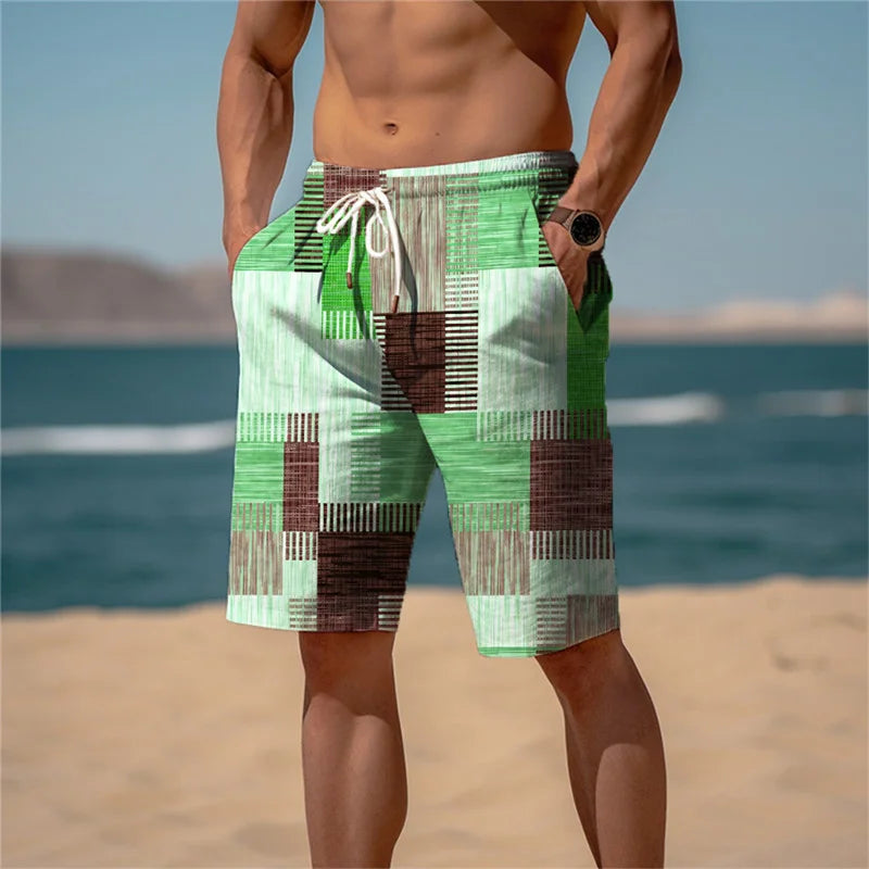 Jamal | Men's Cotton 3D Print Breathable Beach Shorts for Summer