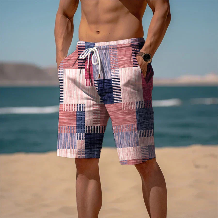Jamal | Men's Cotton 3D Print Breathable Beach Shorts for Summer
