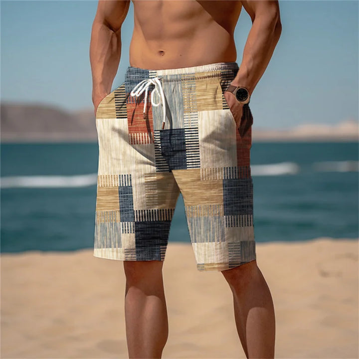 Jamal | Men's Cotton 3D Print Breathable Beach Shorts for Summer