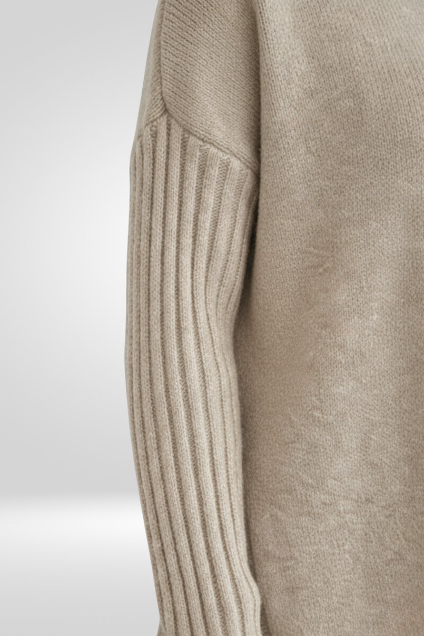 Women's Oversized Turtleneck Sweater with Asymmetric Hem Design