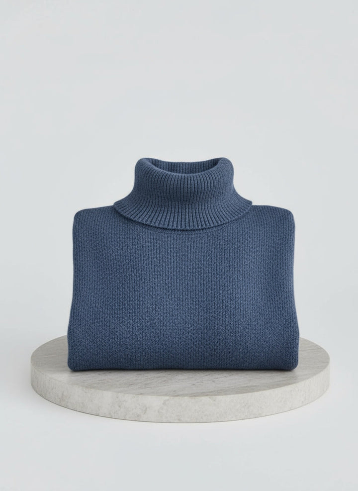 Women's Oversized Turtleneck Sweater with Asymmetric Hem Design
