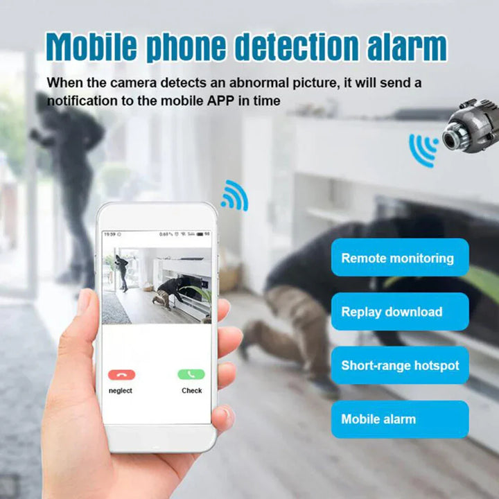 Mini WiFi Security Camera 1080P with Night Vision & Motion Alerts