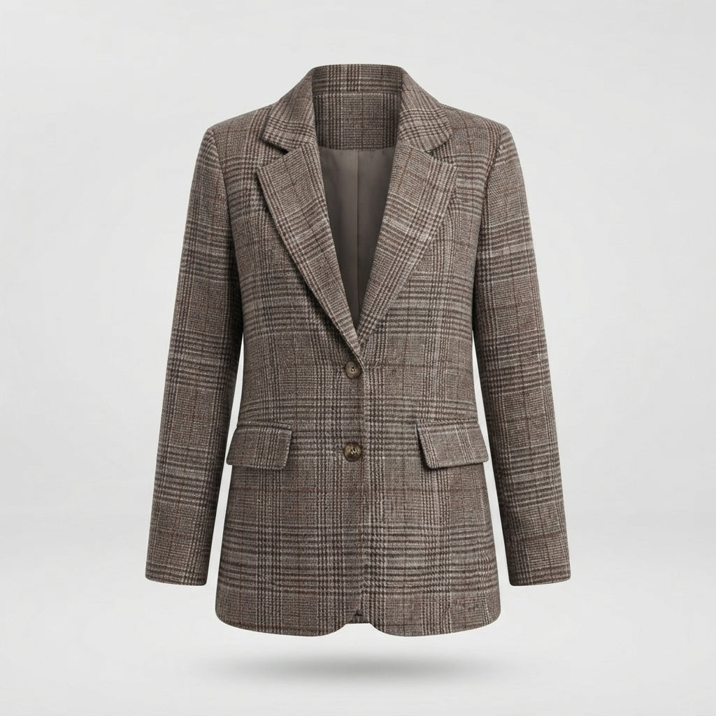 Women's Plaid Single Button Jacket