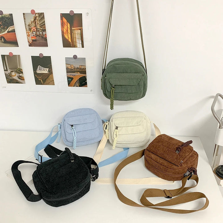 Women's Ribbed Corduroy Crossbody Bag for Casual Style