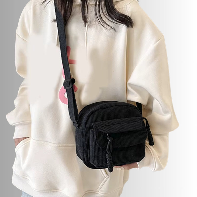 Women's Ribbed Corduroy Crossbody Bag for Casual Style