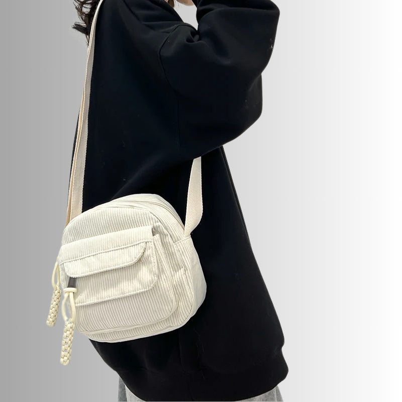 Women's Ribbed Corduroy Crossbody Bag for Casual Style