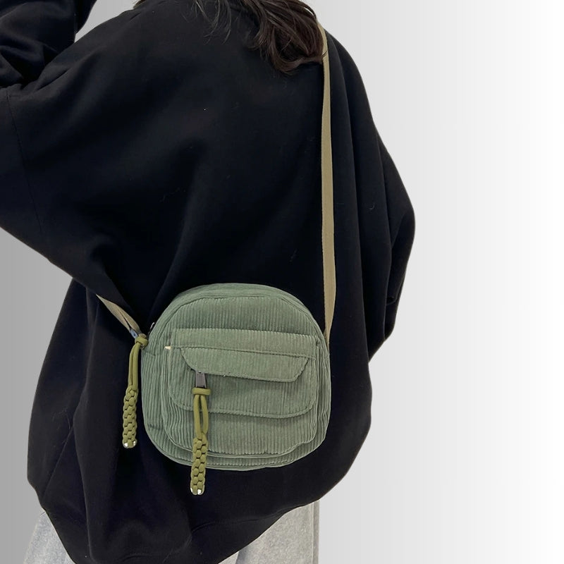 Women's Ribbed Corduroy Crossbody Bag for Casual Style