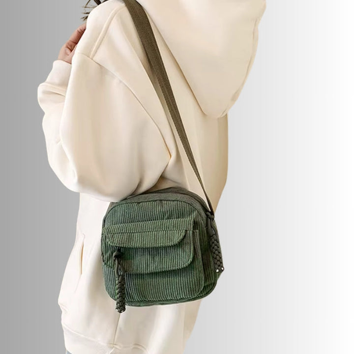 Women's Ribbed Corduroy Crossbody Bag for Casual Style