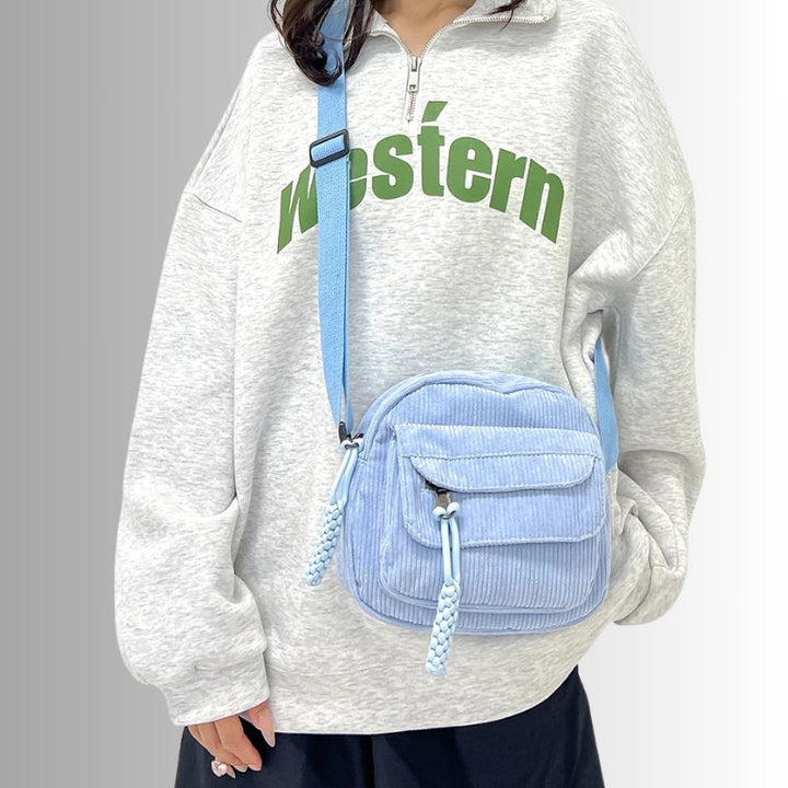 Women's Ribbed Corduroy Crossbody Bag for Casual Style
