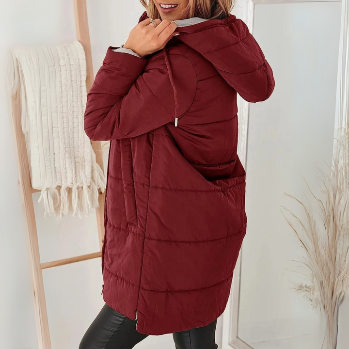 Women's Quilted Puffer Jacket with Drawstring Hood