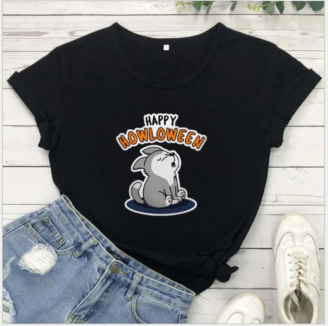 Women's Halloween T-Shirt — Happy Howloween Design