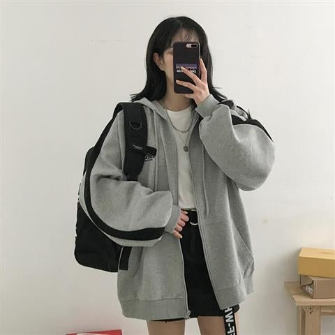 Women's Relaxed Oversized Zip-Up Hoodie with Hood