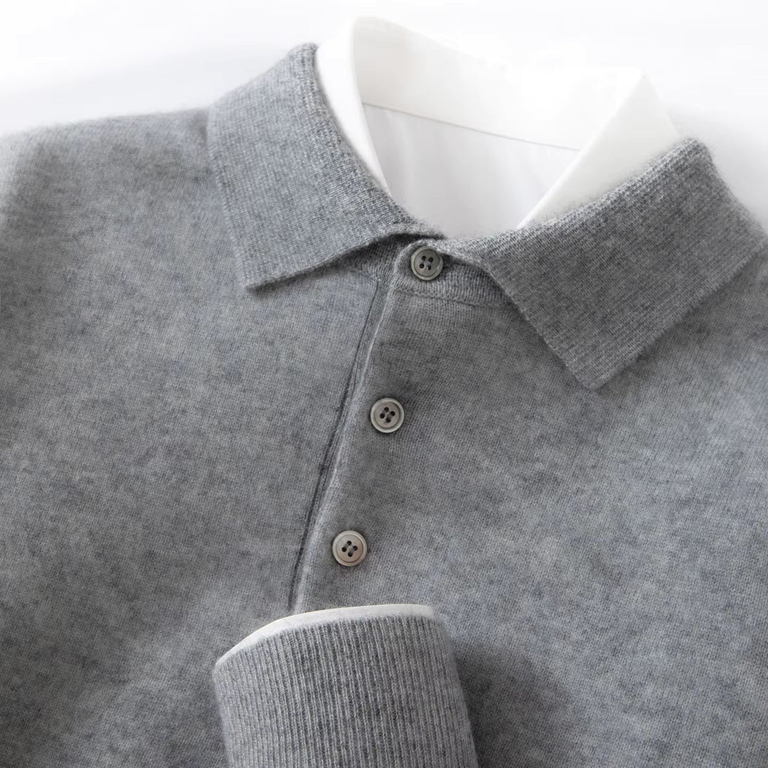 Men's Knit Polo Shirt with Button Placket