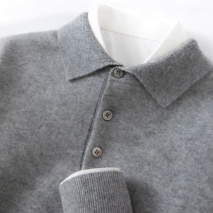 Men's Knit Polo Shirt with Button Placket