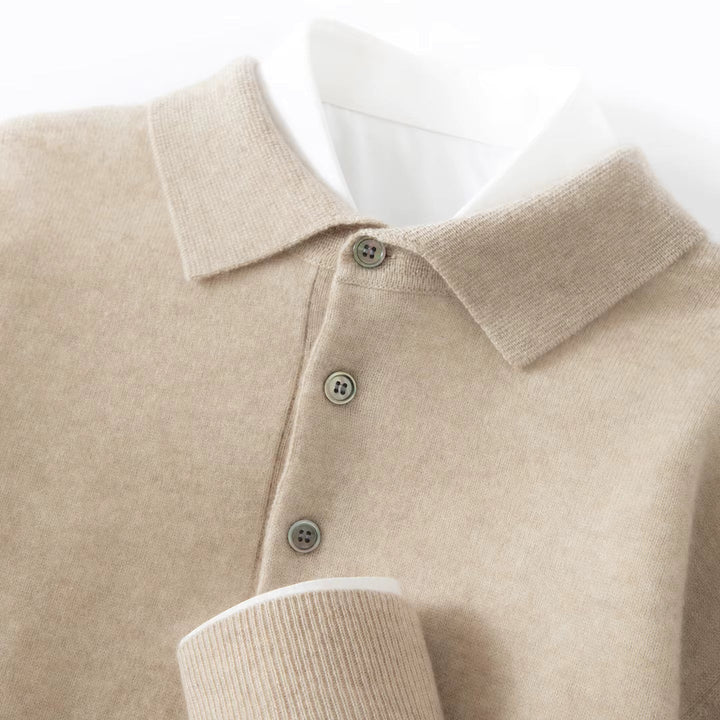 Men's Knit Polo Shirt with Button Placket