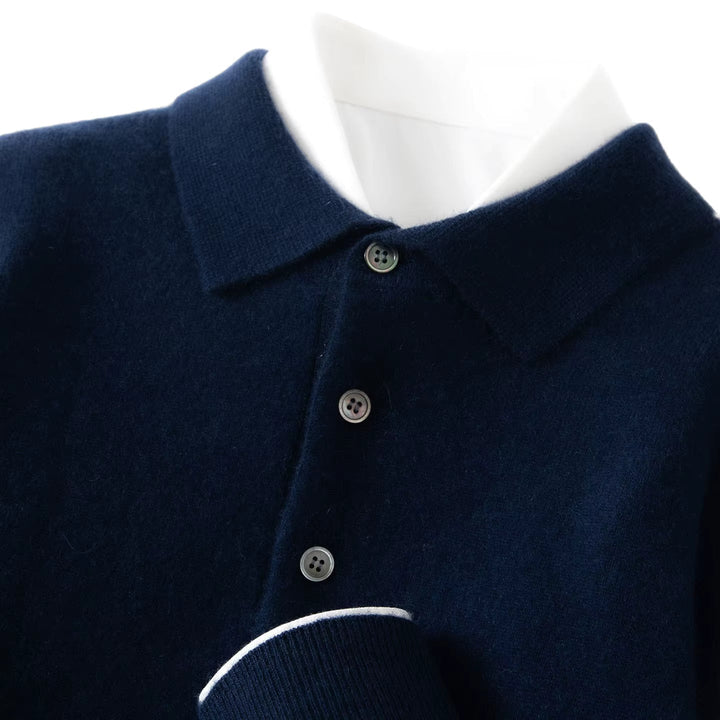Men's Knit Polo Shirt with Button Placket