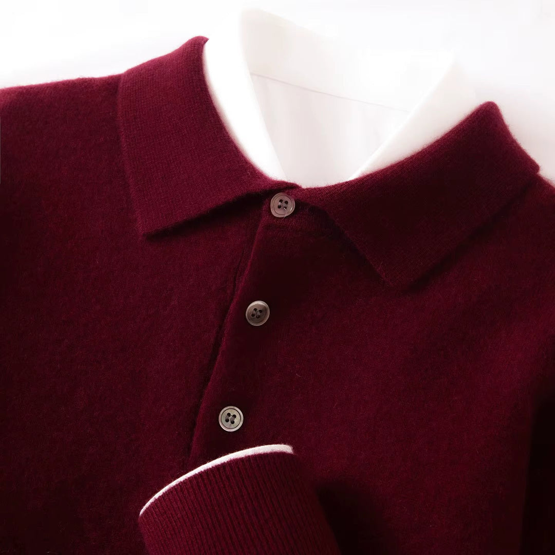 Men's Knit Polo Shirt with Button Placket