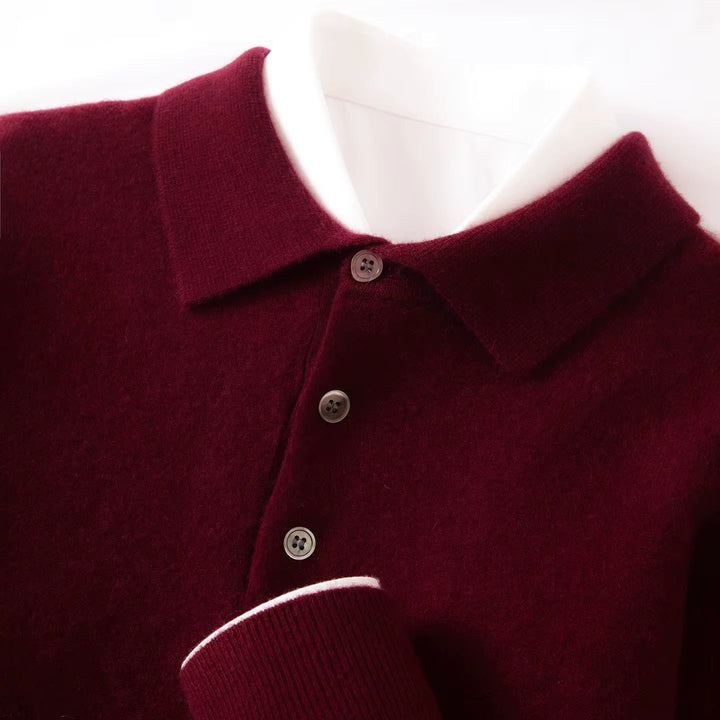 Men's Knit Polo Shirt with Button Placket